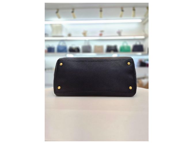 Prada Borsa Tote e Borsa a Spalla in Pelle Vitello Daino Nero - vista 7