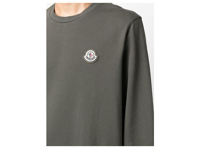 Moncler Camiseta de algodão com patch de logo - vista 10
