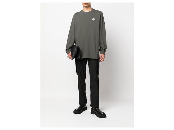 Moncler Camiseta de algodão com patch de logo - vista 7