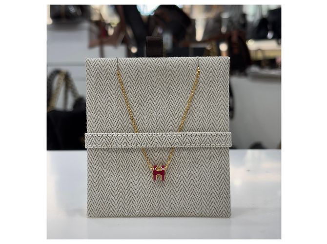 Hermès Collana Pop Hache Mini Bordeaux con Ferramenta Dorata Rosso - vista 4