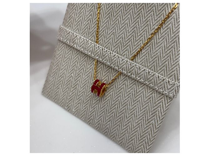 Hermès Collana Pop Hache Mini Bordeaux con Ferramenta Dorata Rosso - vista 5