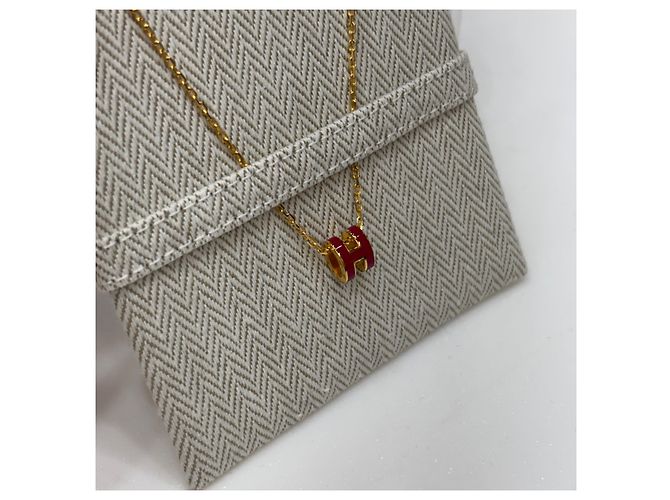 Hermès Collana Pop Hache Mini Bordeaux con Ferramenta Dorata Rosso - vista 6
