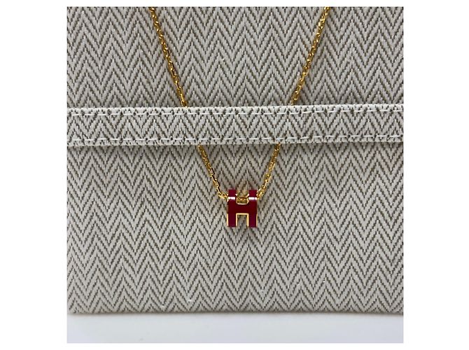 Hermès Collana Pop Hache Mini Bordeaux con Ferramenta Dorata Rosso - vista 7
