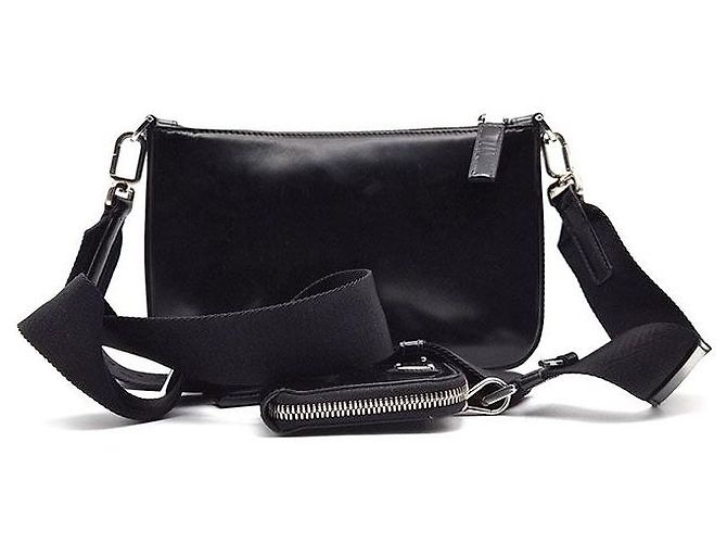 Prada Borsa a tracolla in pelle spazzolata Nero - vista 3