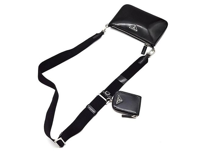 Prada Borsa a tracolla in pelle spazzolata Nero - vista 4