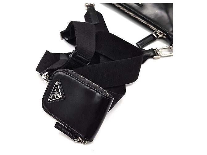 Prada Borsa a tracolla in pelle spazzolata Nero - vista 5
