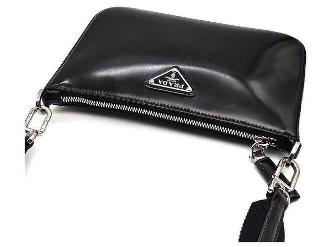Prada Borsa a tracolla in pelle spazzolata Nero - vista 6