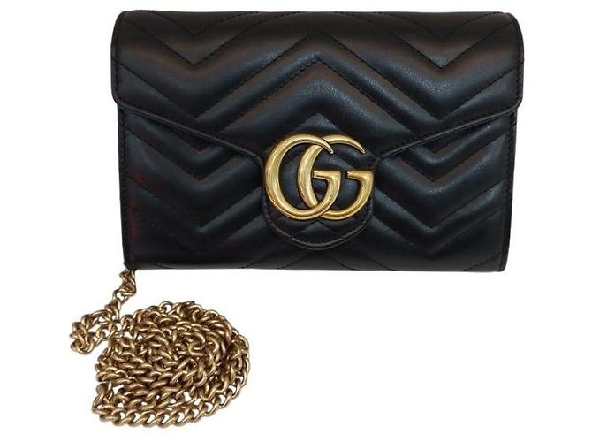 Gucci Mini borsa a tracolla con catena matelassé Black Marmont Nero - vista 2