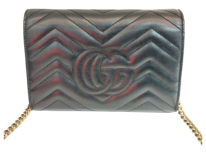 Gucci Mini borsa a tracolla con catena matelassé Black Marmont Nero - vista 3