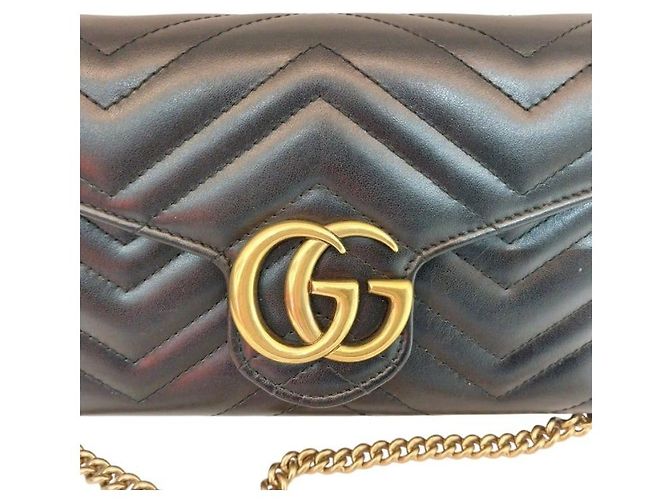 Gucci Mini borsa a tracolla con catena matelassé Black Marmont Nero - vista 4