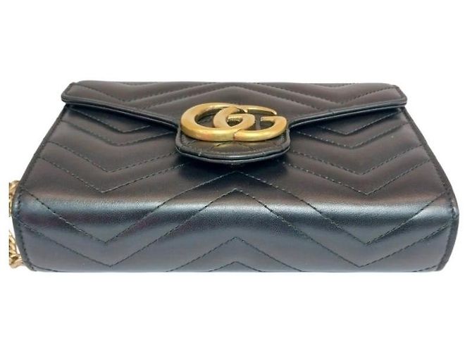 Gucci Mini borsa a tracolla con catena matelassé Black Marmont Nero - vista 6