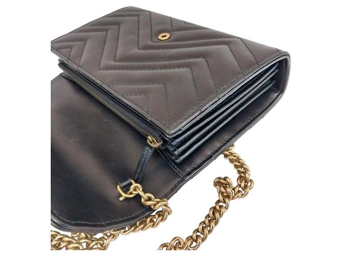 Gucci Mini borsa a tracolla con catena matelassé Black Marmont Nero - vista 7