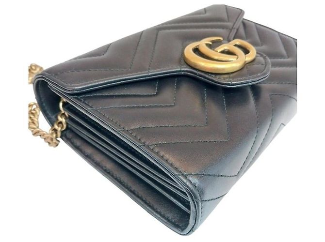 Gucci Mini borsa a tracolla con catena matelassé Black Marmont Nero - vista 8