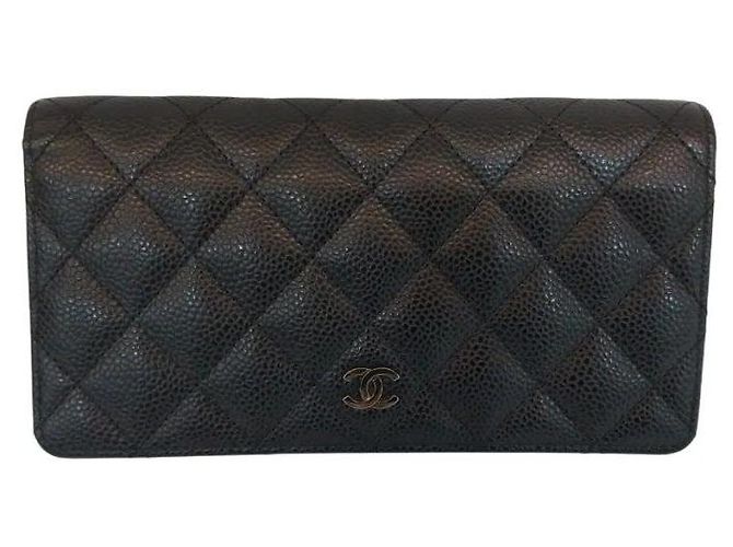 Chanel Classic Soft Caviar Black Timeless Silver Flap Long Wallet Schwarz - Ansicht 2