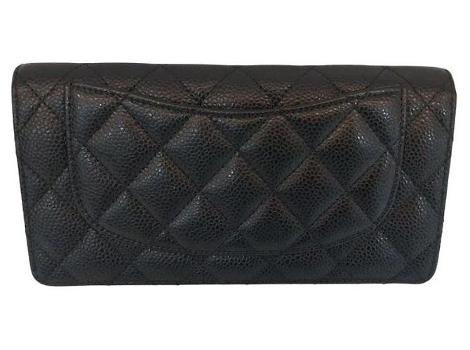 Chanel Classic Soft Caviar Black Timeless Silver Flap Long Wallet Schwarz - Ansicht 4