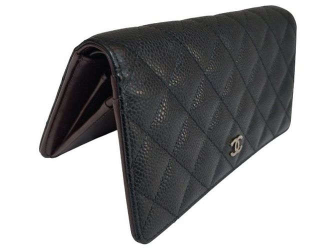 Chanel Classic Soft Caviar Black Timeless Silver Flap Long Wallet Schwarz - Ansicht 5
