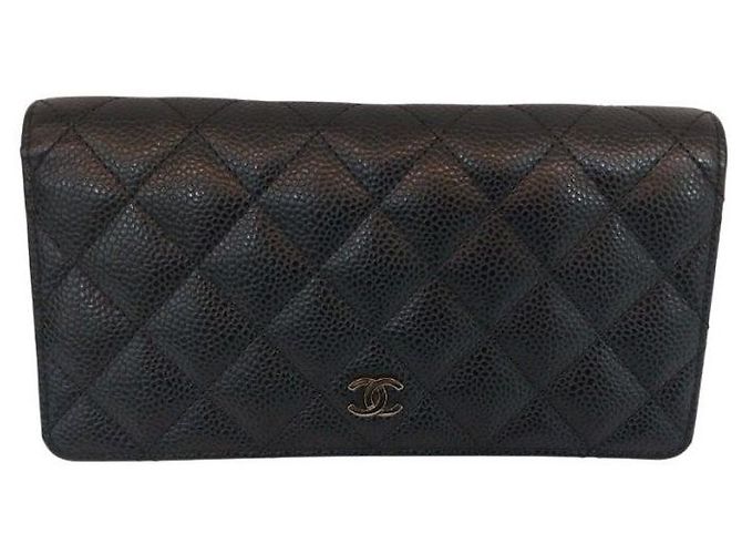Chanel Classic Soft Caviar Black Timeless Silver Flap Long Wallet Schwarz - Ansicht 8