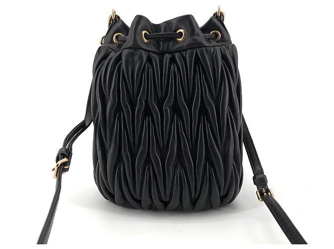 Miu Miu Borsa a secchiello in pelle a tracolla Nero - vista 6
