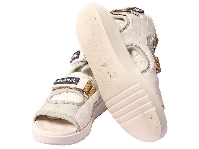Chanel Sandali high-top con logo Velcro Bianco - vista 4