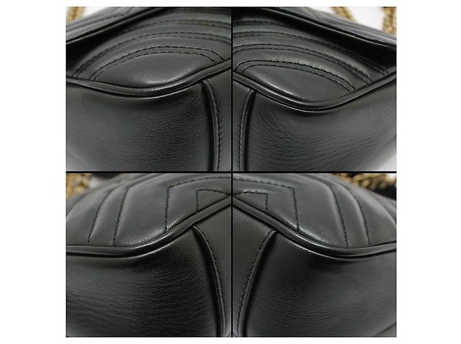 Gucci Borsa a tracolla mini GG Marmont trapuntata Nero - vista 10