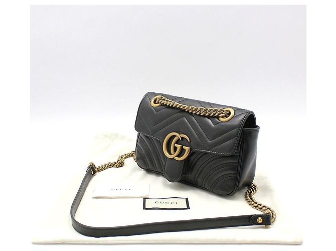Gucci Borsa a tracolla mini GG Marmont trapuntata Nero - vista 2