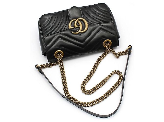 Gucci Borsa a tracolla mini GG Marmont trapuntata Nero - vista 3