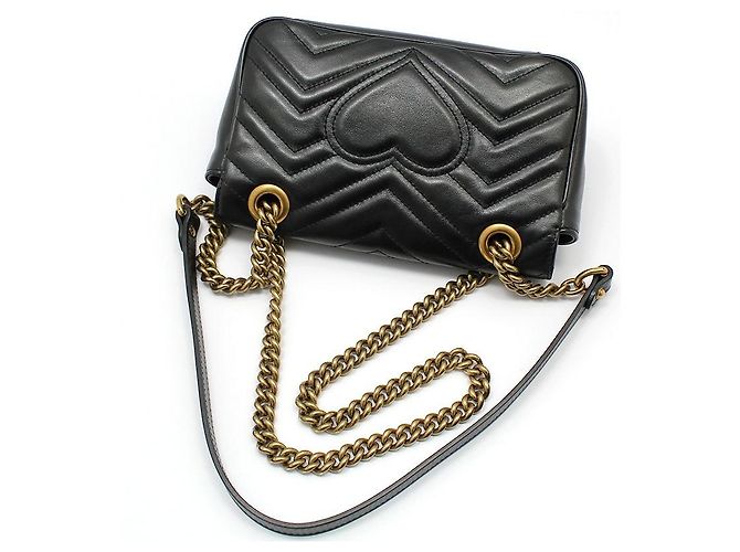 Gucci Borsa a tracolla mini GG Marmont trapuntata Nero - vista 4