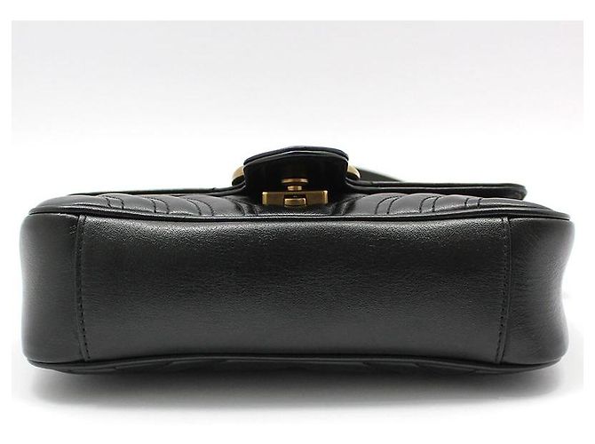 Gucci Borsa a tracolla mini GG Marmont trapuntata Nero - vista 5
