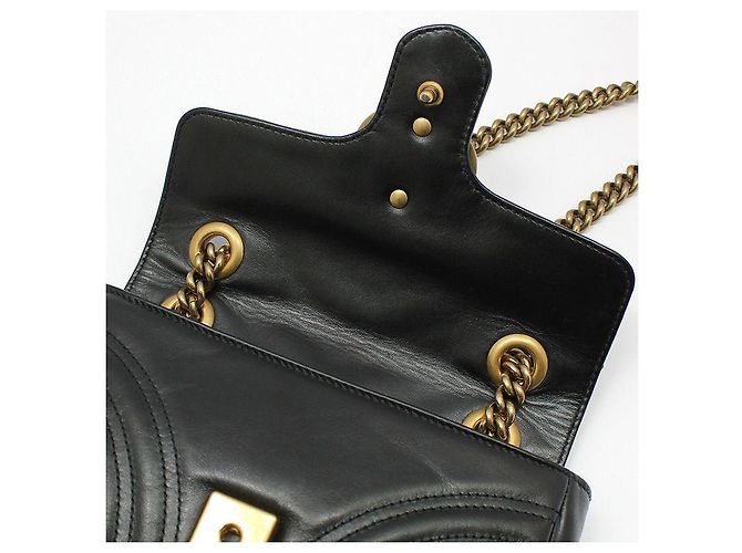 Gucci Borsa a tracolla mini GG Marmont trapuntata Nero - vista 8