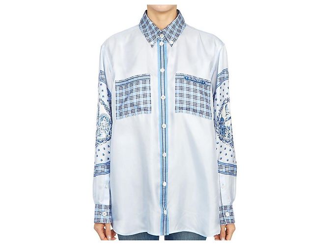 Burberry IVANNA Seidenbluse für Damen Oversized-Passform Blau - Ansicht 4
