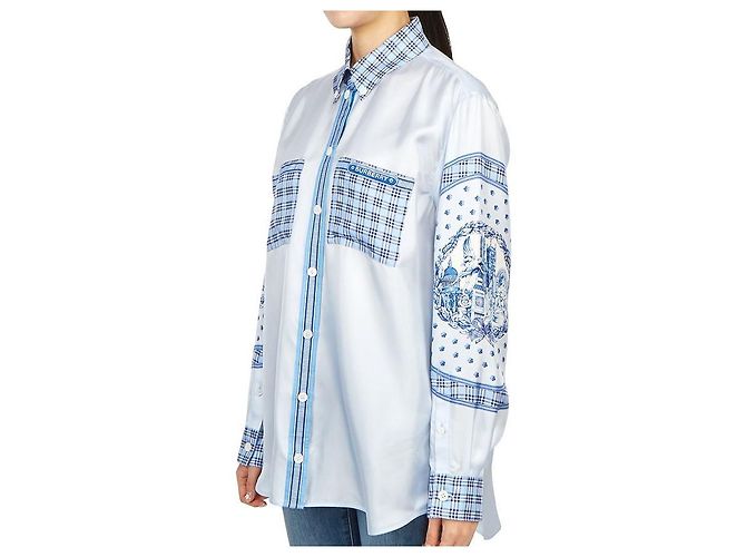 Burberry IVANNA Seidenbluse für Damen Oversized-Passform Blau - Ansicht 5