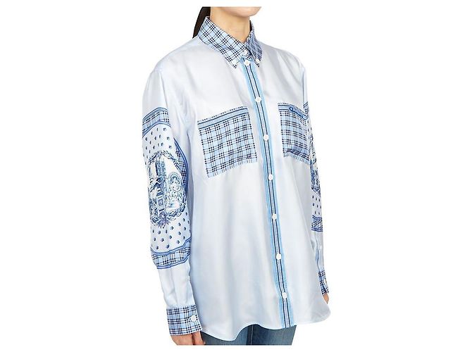 Burberry IVANNA Seidenbluse für Damen Oversized-Passform Blau - Ansicht 6