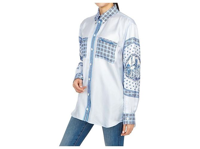 Burberry IVANNA Seidenbluse für Damen Oversized-Passform Blau - Ansicht 8