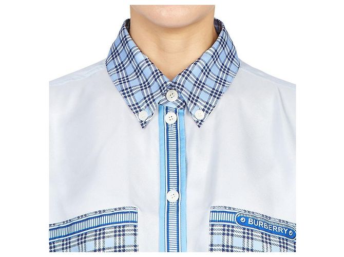 Burberry IVANNA Seidenbluse für Damen Oversized-Passform Blau - Ansicht 9