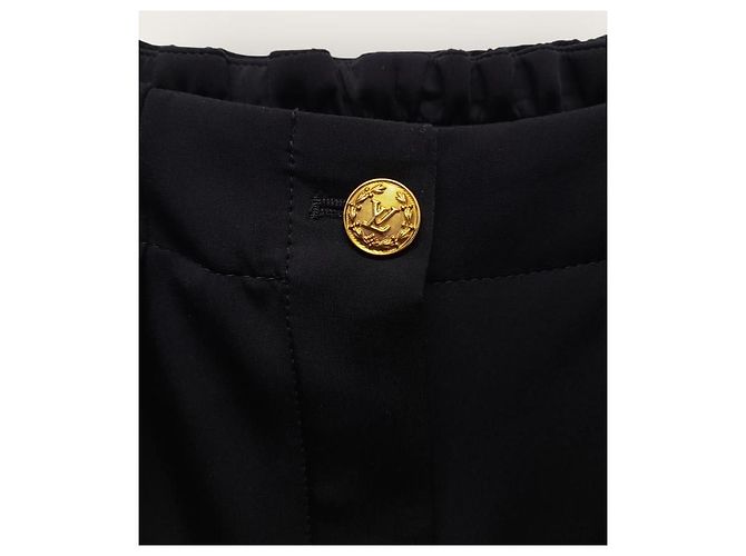 Louis Vuitton Pantaloni Jogger con Cerniera Laterale e Bottoni Oro Nero - vista 2