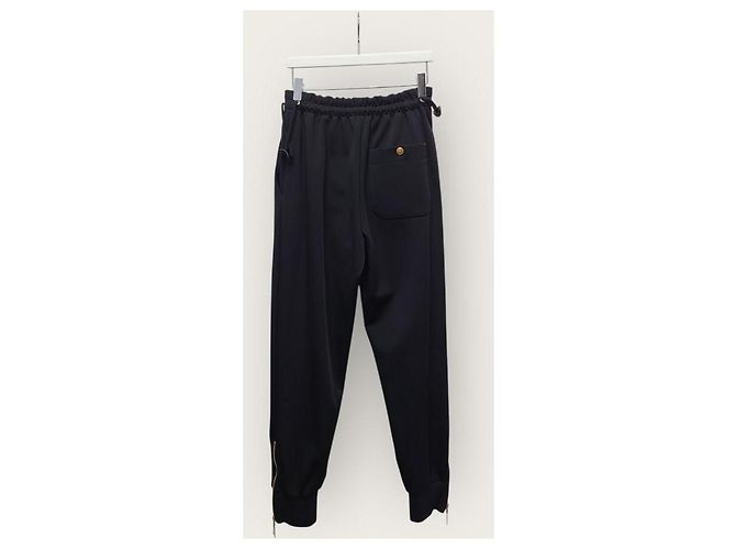 Louis Vuitton Pantaloni Jogger con Cerniera Laterale e Bottoni Oro Nero - vista 3