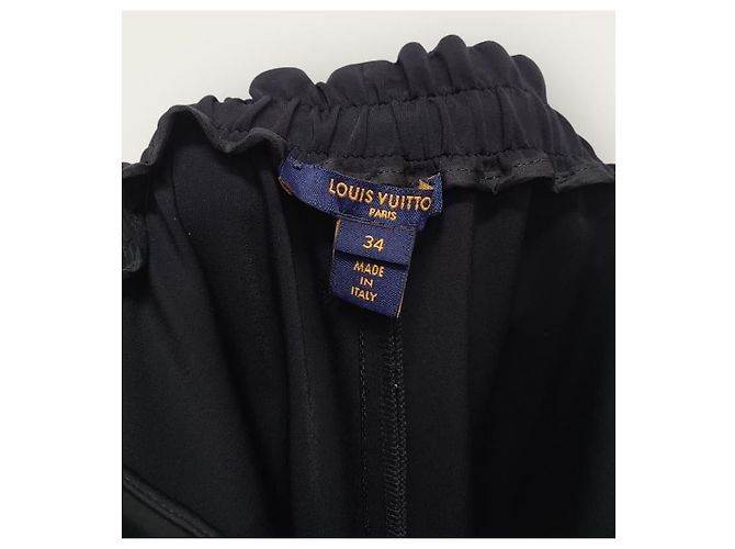 Louis Vuitton Pantaloni Jogger con Cerniera Laterale e Bottoni Oro Nero - vista 5