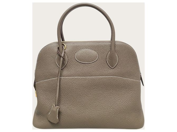 Hermès Clemence Bolide in Taupe con Hardware Oro Marrone - vista 2