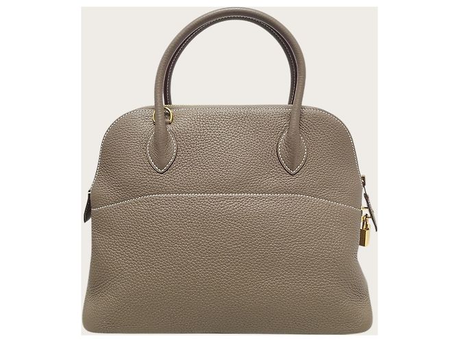Hermès Clemence Bolide in Taupe con Hardware Oro Marrone - vista 6