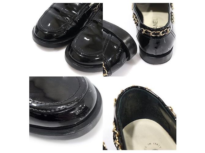 Chanel Mocassino da donna con catena logo CC in pelle vernice nera Nero - vista 6