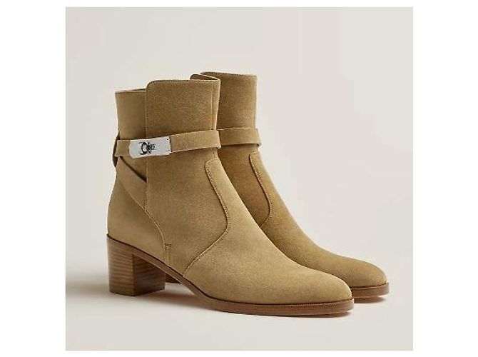 Hermès Wildleder-Ankle-Boots im französischen Stil Mehrfarben - Ansicht 10