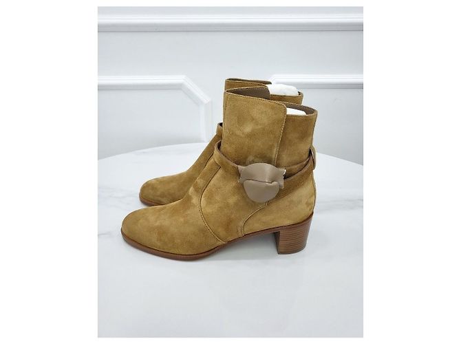 Hermès Wildleder-Ankle-Boots im französischen Stil Mehrfarben - Ansicht 5