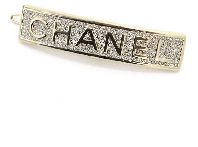 Chanel Fermaglio per capelli quadrato con iniziale in cristallo di stagione D'oro - vista 3