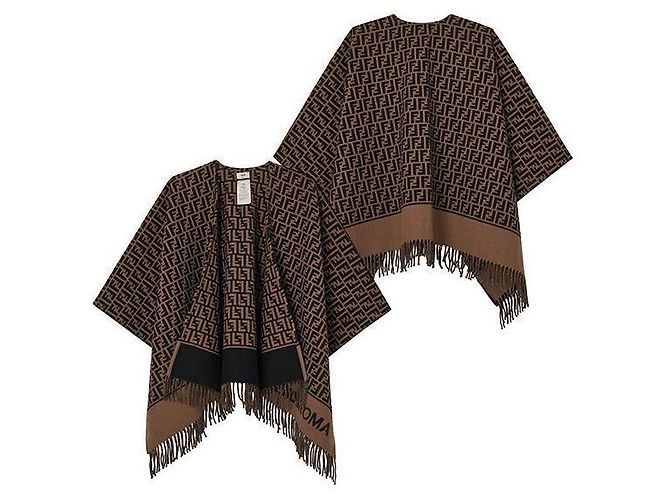 Fendi Woll-Kaschmir-Poncho mit Logo Mehrfarben - Ansicht 3