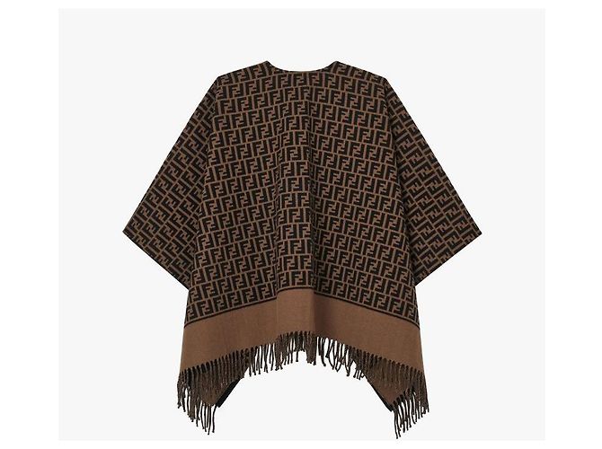 Fendi Woll-Kaschmir-Poncho mit Logo Mehrfarben - Ansicht 5