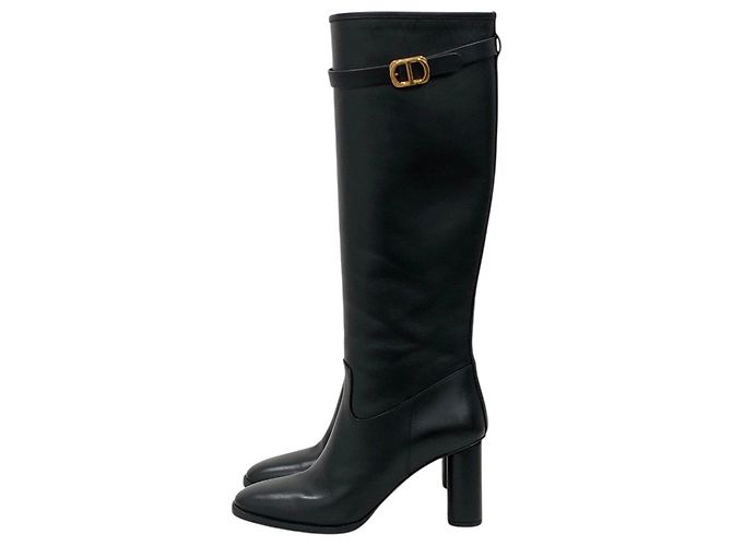 Dior Botas altas de tacón en piel de becerro Negro - vista 3