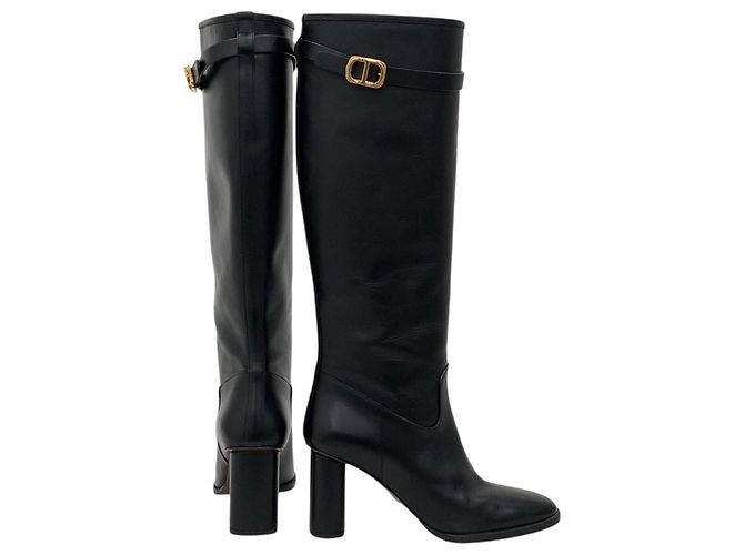 Dior Botas altas de tacón en piel de becerro Negro - vista 5