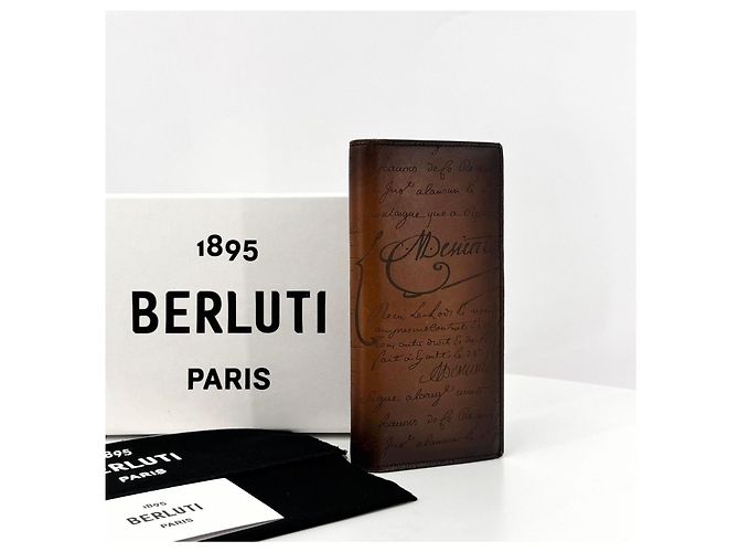 Berluti Leather Long Wallet for Men Brown - view 13