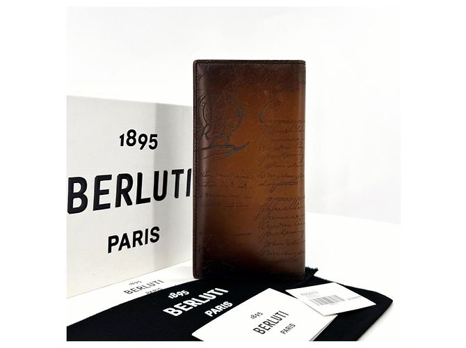 Berluti Leather Long Wallet for Men Brown - view 15