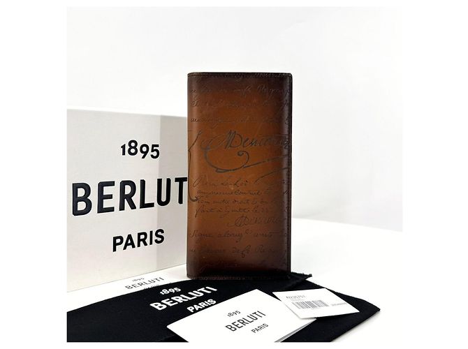 Berluti Leather Long Wallet for Men Brown - view 2